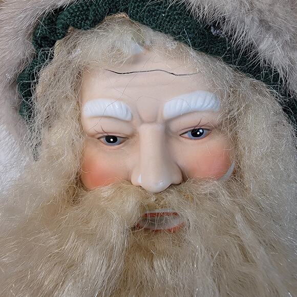 Old World Christmas Santa 24" Tree Table Topper Real Fur Lantern Works Vintage - Picture 7 of 16